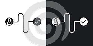 Customer journey thin line vector icon set