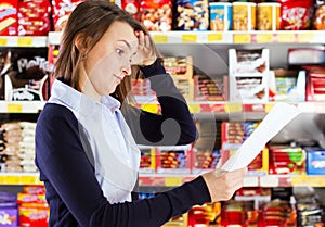 Customer looking at shopping list