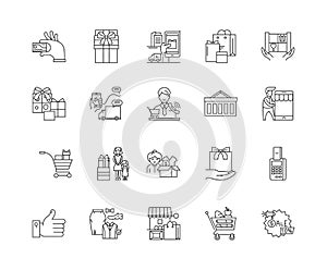 Customer loyality line icons, signs, vector set, outline illustration concept
