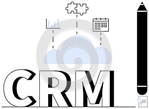 CRM Concept with Cloud Computing, Data Analytics, and Business Tools Integration
