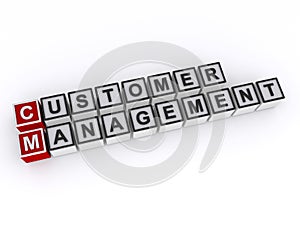 Customer management word block on white
