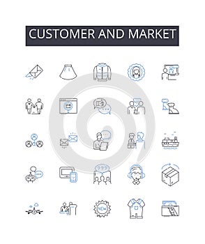 Customer and market line icons collection. Efficiency, Innovation, Accessibility, Convenience, Speed, Integration photo