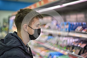 A customer masked coronavirus supermarket are shopping