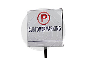 Customer Parking Sign Isolated On White