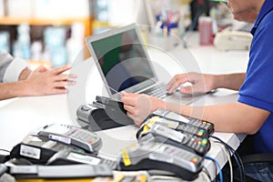 Customer paying with  credit card