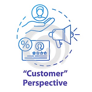 Customer perspective concept icon. Traffic prospect. Potential clients. Building audience. Sales prospect. Market share