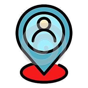 Customer pin map icon color outline vector