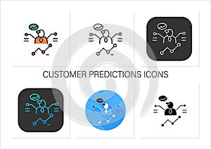 Customer predictions icons set