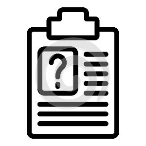 Customer question document icon outline vector. Ask mark on clipboard