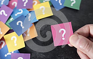 Customer Questions And Question Mark On Colorful Papers