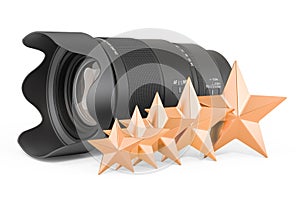 Customer rating of camera lens. 3D rendering