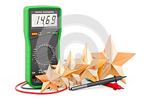 Customer rating of digital multimeter. 3D rendering