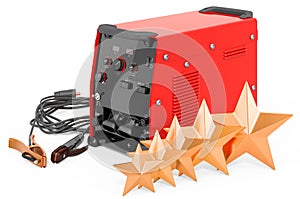 Customer rating of multi-process welder machine concept. 3D rendering