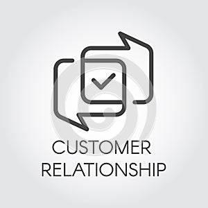 Customer relationship graphic icon. Overlapping dialog bubbles and positive concept tick sign