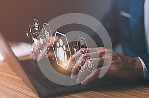 Customer relationship management in the digital global online network and marketing strategy. CDP, Customer Data Platform concept