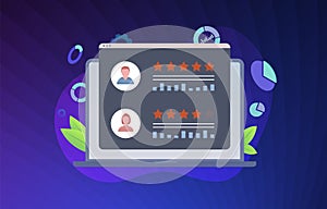 Customer Relationship Management flat vector concept illustration. Online reputation management system. Increase ranking