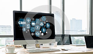 Customer relationship management system on modish computer for CRM business