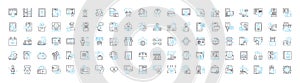 Customer relationship management vector line icons set. CRM, Customer, Relations, Management, Engagement, Reach