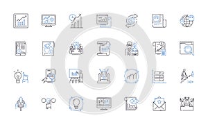 Customer research line icons collection. Insights, Feedback, Analysis, Surveys, Interviews, Focus groups, Data vector