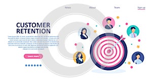 Customer retention concept. Vector of a target audience in successful business strategy