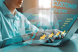 Customer review satisfaction feedback survey concept. uds