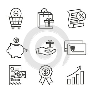 Customer Rewards Icon Set - Shopping Bag and Discount Images