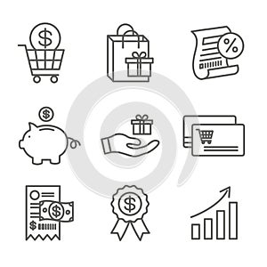 Customer Rewards Icon Set - Shopping Bag and Discount Images photo