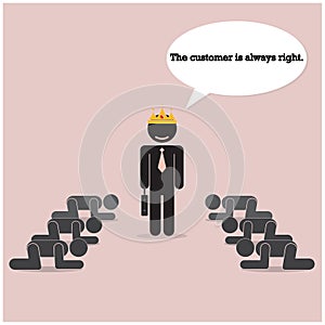 The customer is always right concept. Businesss comic symbol