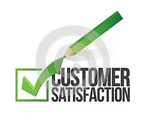 Customer satisfaction checkmark and pencil