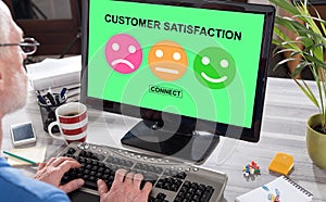 Customer satisfaction concept on a computer
