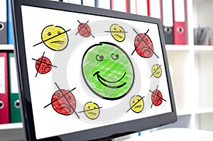 Customer satisfaction concept on a computer screen