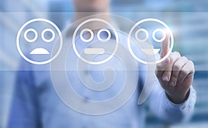 customer satisfaction concept, touchscreen survey with smileys