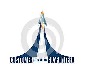 Customer Satisfaction guaranteed rocket smoke message