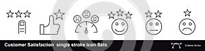 Customer Satisfaction icon set single stroke vector