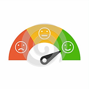 Customer satisfaction meter with different emotions, emotions scale background. photo