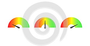Customer satisfaction meter speedometer set. Vector illustration.