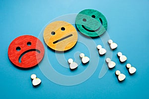 Customer satisfaction survey concept. Smile faces and figures.