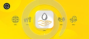 Customer satisfaction, Water care and Global insurance minimal line icons. For web application, printing. Vector