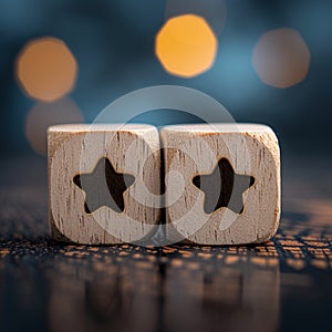 Customer satisfaction Wooden blocks, business rating, great service experience concept