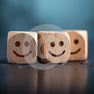 Customer satisfaction Wooden blocks, business rating, great service experience concept