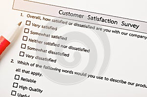 Customer satisfactory survey form.