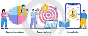 Customer segmentation, targeted marketing, personalization concept with character. Customer segmentation abstract vector photo