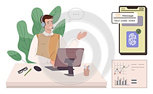 Customer Service Agent Assisting with Two-Factor Authentication Code Verification