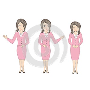 Customer service agent, business woman in the pink suit illustration