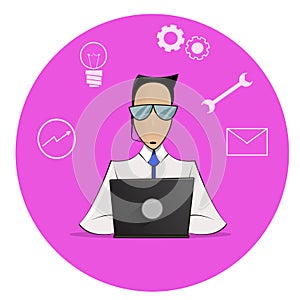 Customer service banner vector illustration