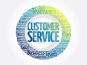 Customer Service circle stamp word cloud, business concept