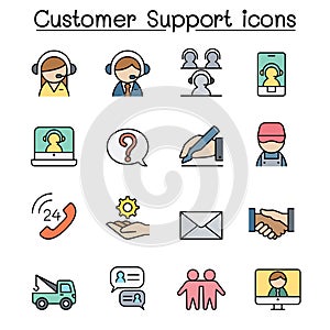 Customer service color line icon set vector illustration graphic design