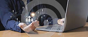 Customer service concept, customer relations Global digital technology of business development