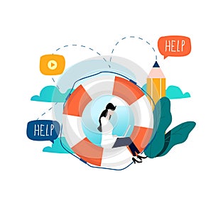 Customer service, customer assistance flat vector illustration. Technical support, online help concept for web banner, business pr