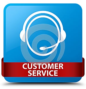 Customer service (customer care icon) cyan blue square button re